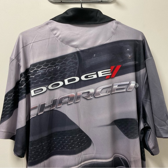 “Dodge Charger” David Carey Black & Gray Collared Button Down Dry Wick Shirt! - Picture 6 of 12